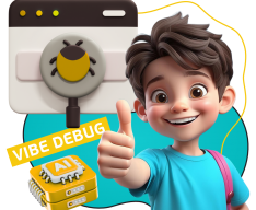 Тестирование & Vibe Debug. Охотники за багами - КИБЕРшкола программирования для детей, компьютерные курсы для школьников, начинающих и подростков - KIBERone г. Чебоксары